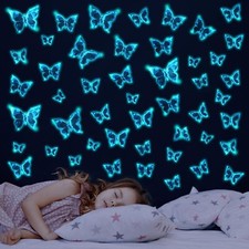 Glow in The Dark Butterfly Wall Decals Blue Luminous Butterfly Wall Stickers ...