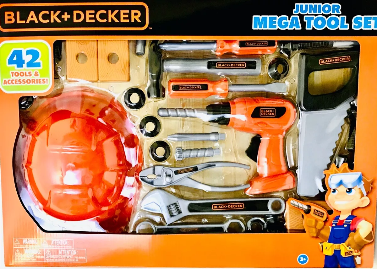 Black + Decker Junior Kids Tool Set - Mega Tool Set with 42 Tools &  Accessories! Role