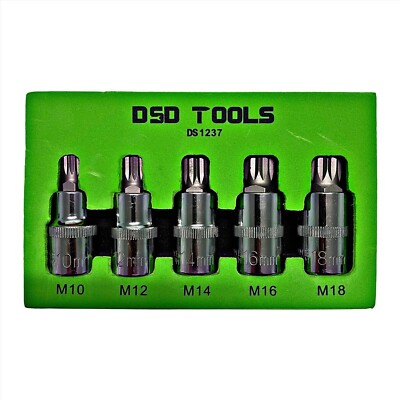 Toolkingdom 5-teilig 1/2 Zoll DR Dreifach Vierkant Bit Steckschlüsselsatz in EVA Fach M10-M18