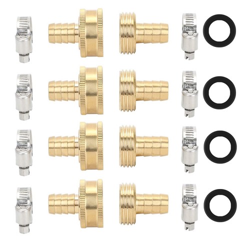 4Sets 1/2 Inch Solid Brass Garden Hose Repair Kit Female and Male Hose