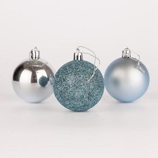 9X Christmas Baubles Hanging Decoration Light Blue Balls Xmas Tree Ornament 50mm