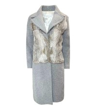 Sandro Wool Coat With Rabbit Fur Front