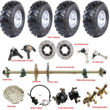 44" Go Kart Rear Live Axle Kit Brake Steering Spindle 7" Wheels Tire Golf Cart