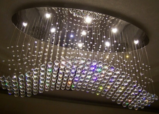 Modern Wave Oval Rain Drop Led K9 Crystal Chandelier Ceiling Light