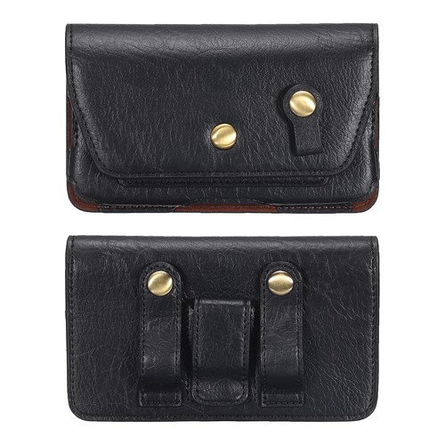 Phone Belt Holder for 4.7" Phone Horizontal Leather Black 5.7"x3.5"x0.6"