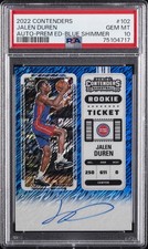2022 CONTENDERS AUTO-PREM ED-BLUE SHIMMER #102 JALEN DUREN 21/21 PSA 10