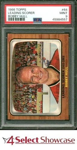 1966 TOPPS #64 BOBBY HULL HOF LEADING SCORER POP 2 PSA 9 SET BREAK