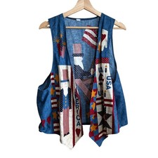 Unbranded Uncle Sam Americana Patriotic Vest Large Blue Men Women Cotton Blend