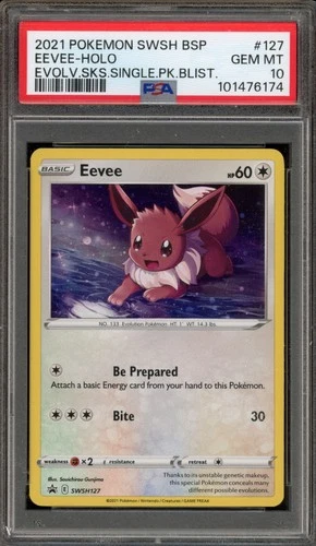 Pokemon Eevee Evolving Skies Blister Pk. Black Star Holo Promo SWSH127 PSA 10