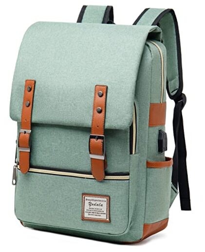 Vintage Water Resistant Laptop Backpack for Women & Men in Cool Green