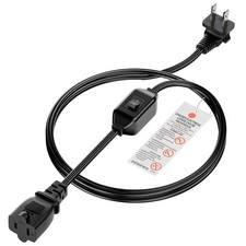  6-Feet On Off Switch Extension Cord, Right Angle 2-Prong Polarized Extensio...