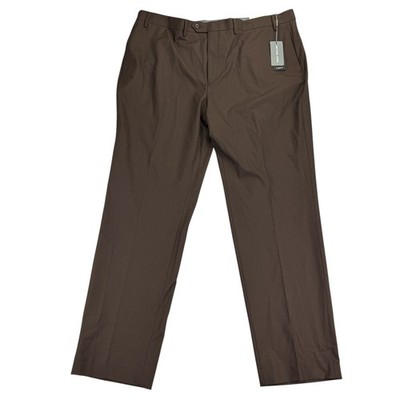 Michael Kors Mens Marvin Classic Fit Stretch Solid Pants Tobacco Brown 42x32