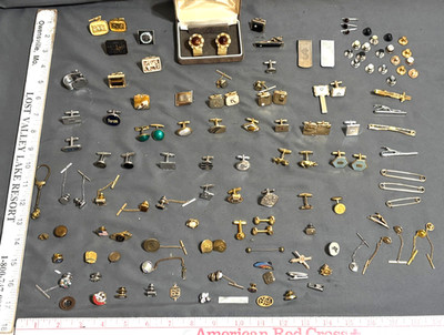 Lot mens VALET jewelry Cufflinks LAPEL PIN Tie tack bar BUTTON HOLE STUD Swank