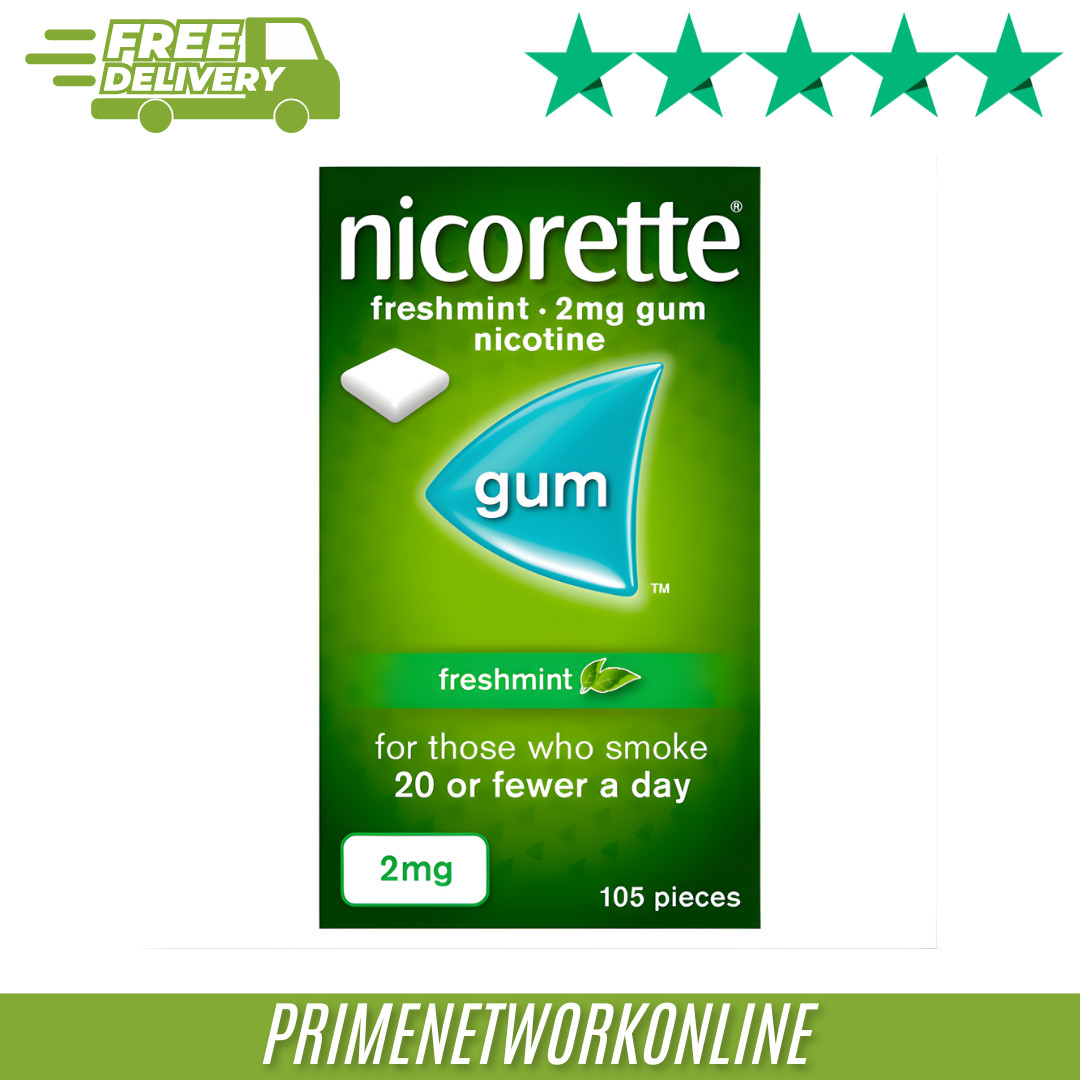 Nicorette 2mg Nicotine Gum – Freshmint, Sugar-Free (105 Gums) 100% ORIGINAL ⭐⭐⭐⭐