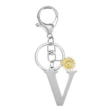 Initial Letter Key Chain, Letter V Key Chain Pendant Charm for Bag Decor, Silver