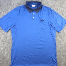 Kjus Polo Large 52 Blue Solid Summit Logo Performance Stretch Short Sleeve