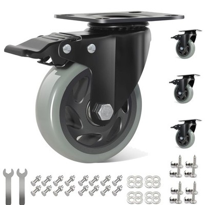 Möbelrollen 100mm Lenkrollen mit Bremse Schwerlastrollen 4 Stück universal