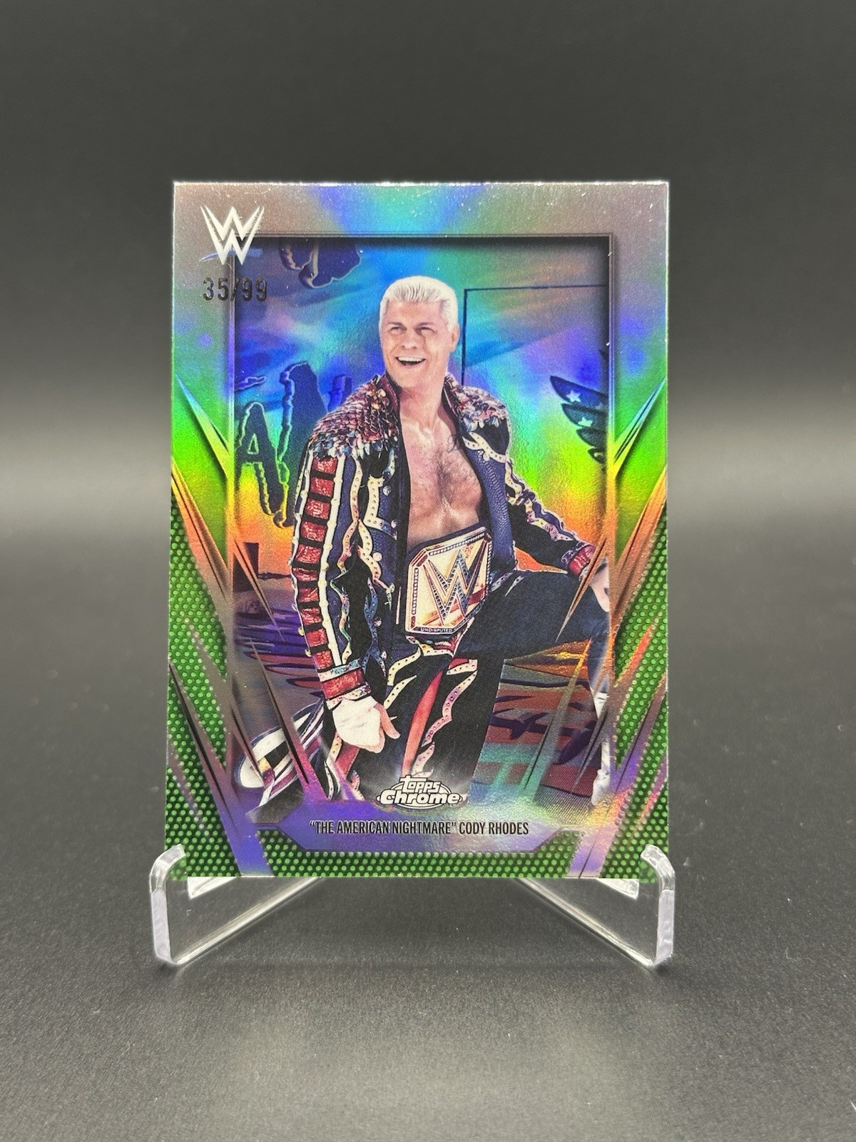 2026 Topps Chrome WWE #21 CODY RHODES Green Refractor /99! American Nightmare