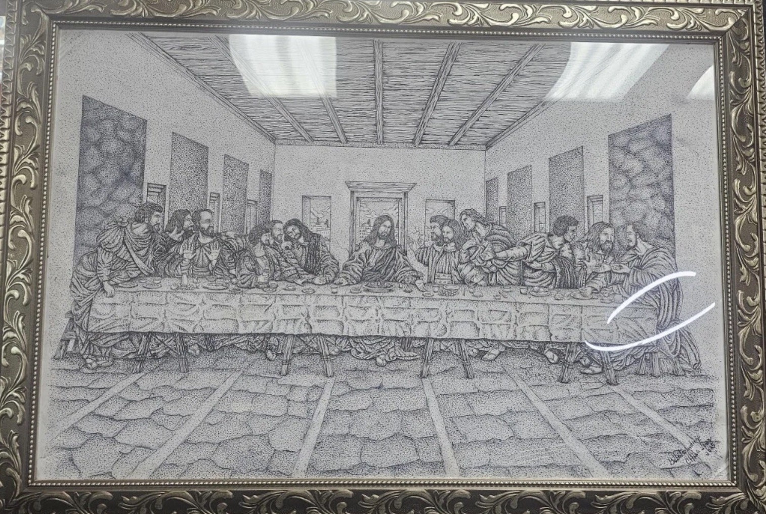 Last Supper hand made over 500,000 dots with Prismacolor mar