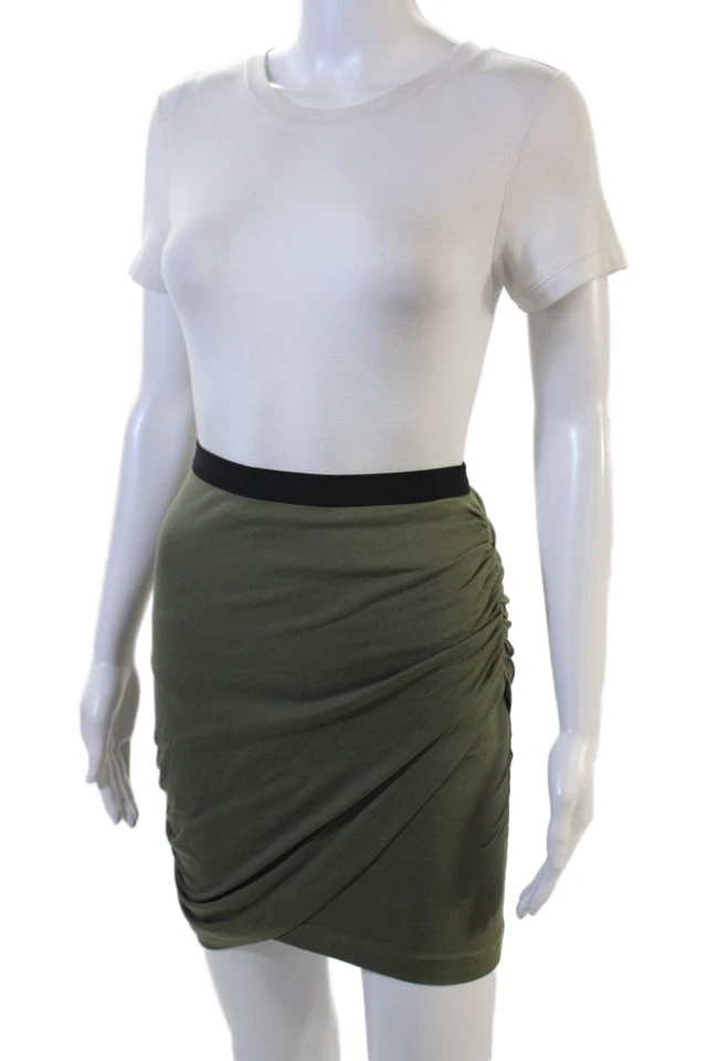 Theory Women Straight Pencil Wrap Skirt Green Mini Size 0P - Image 2 of 4