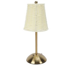 Vintage Rattan Table Lamp LED Dimmable 3 Color Temperatures Rechargeable Cordle-