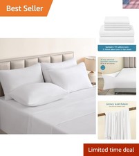 Jersey Knit Queen Sheet Set 6 Pieces, Stretch Super Soft and Wrinkle-Free Bed...