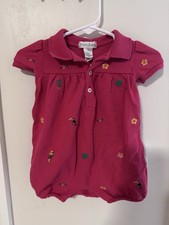 Ralph Lauren Pink Piqu Embroidered Collared Romper 3M Tropical