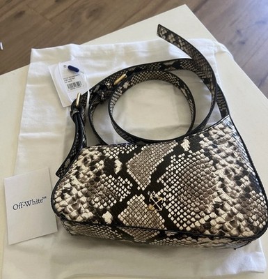 Off White Snake Skin Asymmetrical Cross Body Bag