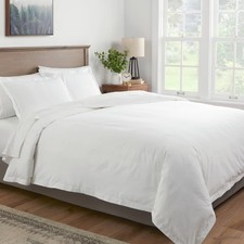 Twin/Twin Extra Long Cotton Linen Chambray Duvet Cover Sham Set White