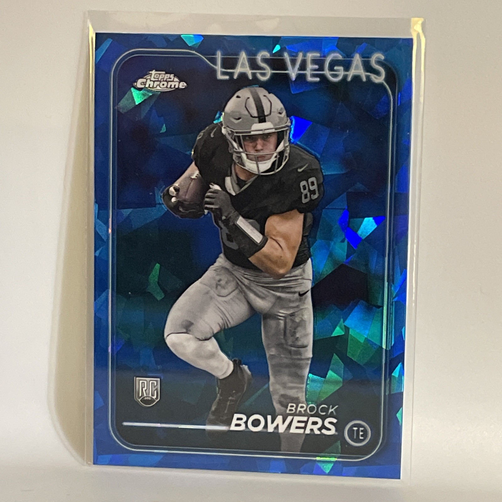 Brock Bowers 2024 Topps Chrome Sapphire Cracked Ice Rookie (RC) #207 Raiders
