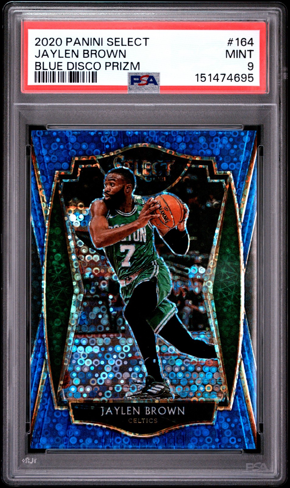 2020 PANINI SELECT BLUE DISCO PRIZM #164 JAYLEN BROWN 13/25 PSA 9