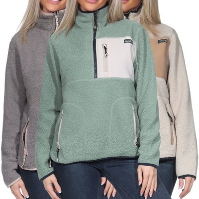 Sublevel Damen Teddyfleece Pullover Plüsch Sherpa Pulli Damenpullover LSL-542