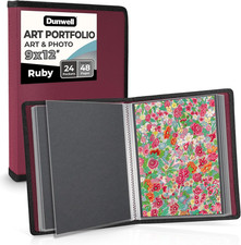 Art Portfolio 9X12 Folder Ruby , Black Mounting Paper, Portfolio Binder for Art