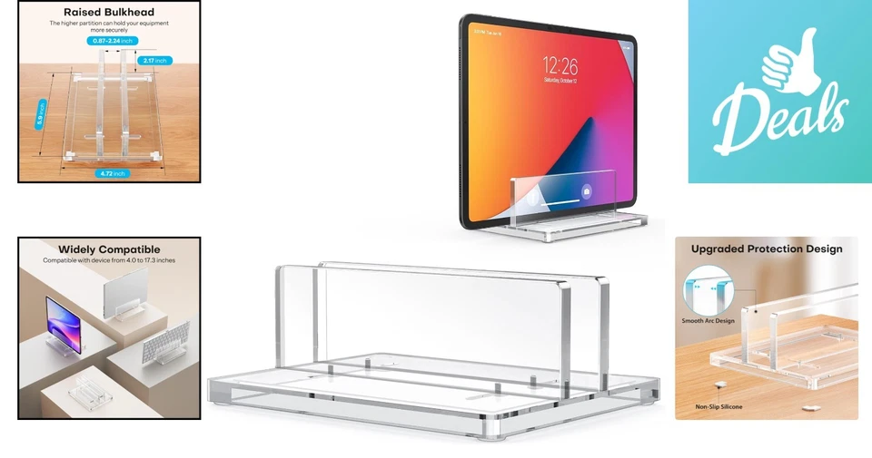 Soporte ajustable transparente para computadora portátil para escritorio - Elegante base para todas las computadoras portátiles de hasta 17" Foto 2 de 4