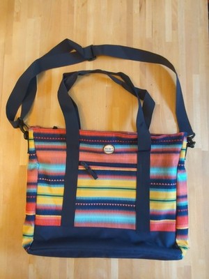 Roxy Multicolor Striped Polyester messenger bag Laptop Tote Carry-on Y2K