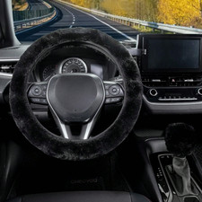 1pc Furry Car Steering Wheel Cover Non-slip Fluffy Warm Cover For Steering Wheel