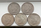 1922-24 Liberty Peace Dollars lot of (5) - 90% Silver - Circulated, ungraded