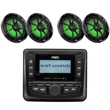 Wet Sounds WS-MC-5 Stereo 2.7" LCD, 2Pairs RECON 6-BG-RGB LED 6.5" Speakers