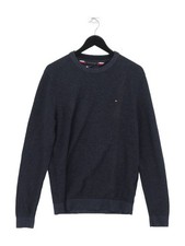 Tommy Hilfiger Men's Jumper XL Blue 100 Cotton Round Neck Pullover