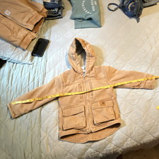 Carhartt Brown Canvas Hooded Full Zip Lined Jacket w/ Pockets Size 5