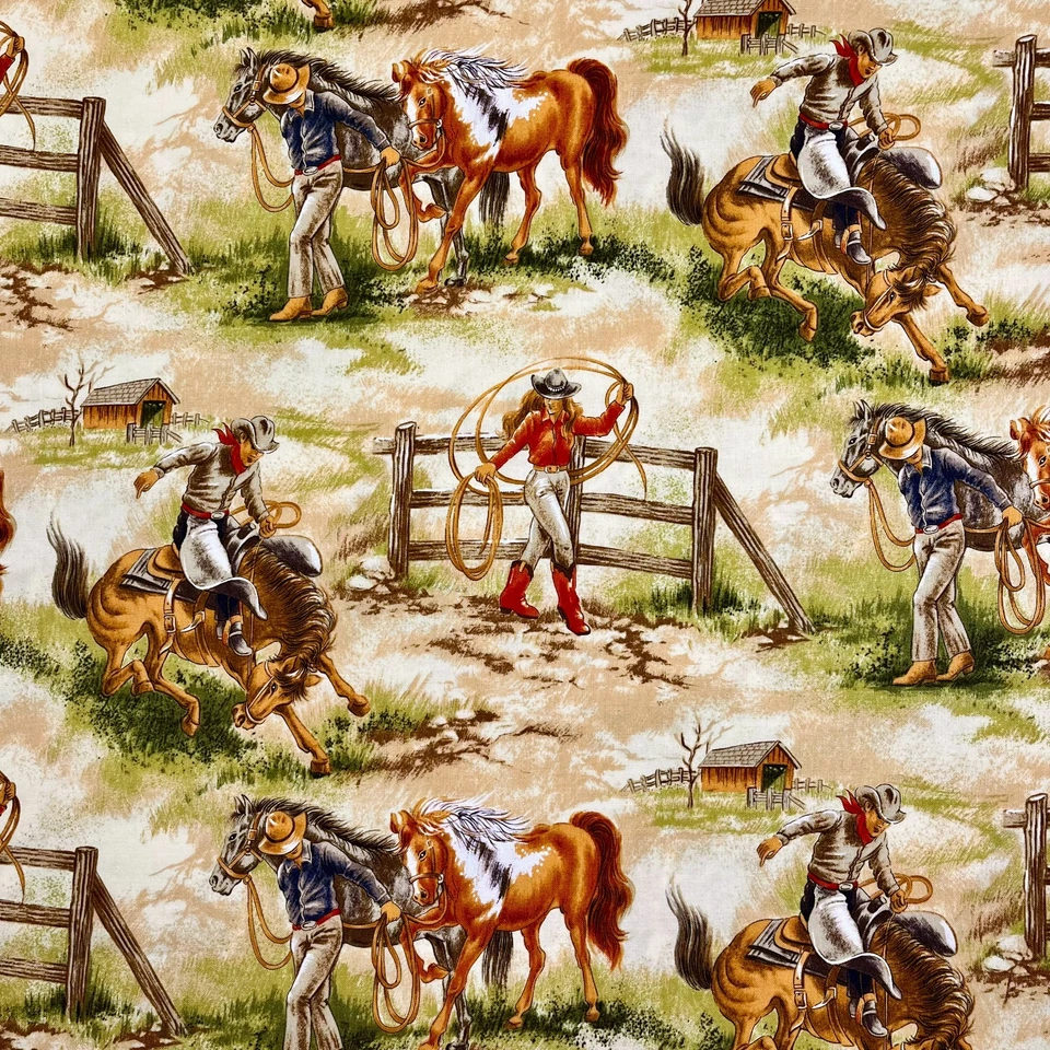 Tela de vaquero Ride 'Em de Fabri-Quilt #8680 1,25 yardas 100 % algodón Foto 2 de 4