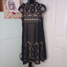 Love Fire LBD Cocktail Party Dress Black, Lace, Nude Lined Small *missing button