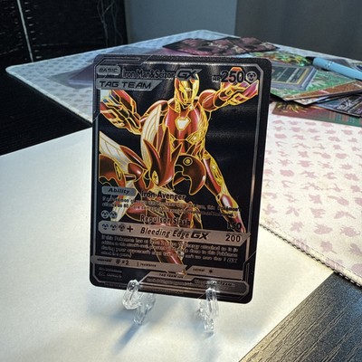 Iron Man & Scizor GX Black And Red Foil Fan Art Display Card Hp250