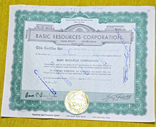 Basic Resources Corporation Circulated 1,000 Shares Stock Certificate