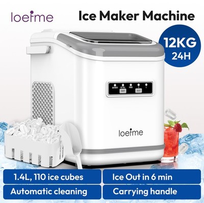 Leofme 1,4L Eismaschine 12 kg/24H Eiswürfelbereiter Eiswürfelmaschine  Icemaker