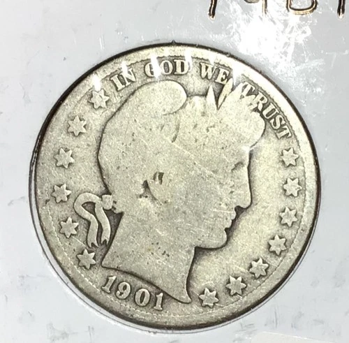 1901 US Barber SILVER Half Dollar "Philadelphia" Mint! Old US Coin!