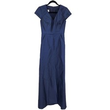 Alfred Sung D779 V-Neck Satin CAP Sleeve Pockets Midnight Dress Gown Size 2