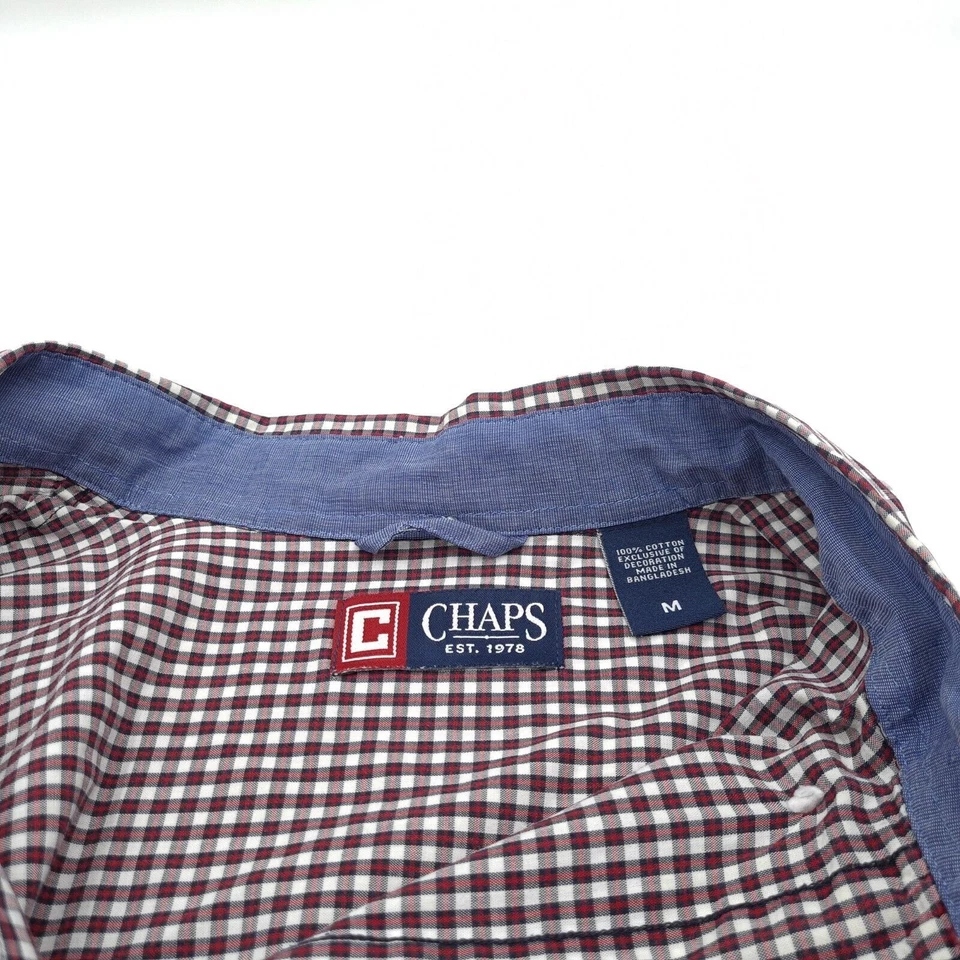Vintage Chaps Men Shirt Red Check Cotton Xc0 Size M - Image 3 of 4