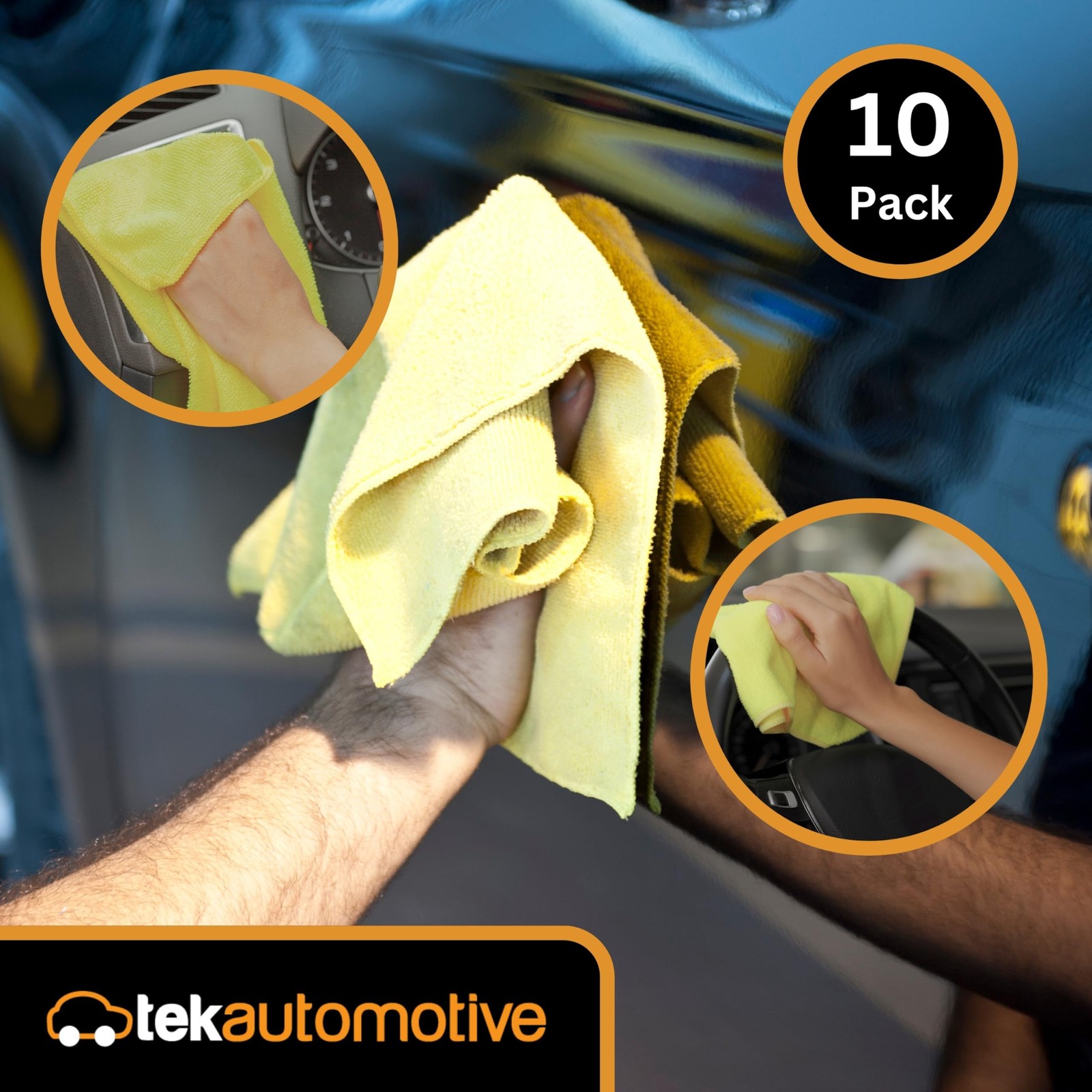 OFFERTA 10 Panni Microfibra Tek Automotive 40x40 - Giallo Alta Qualità - 3