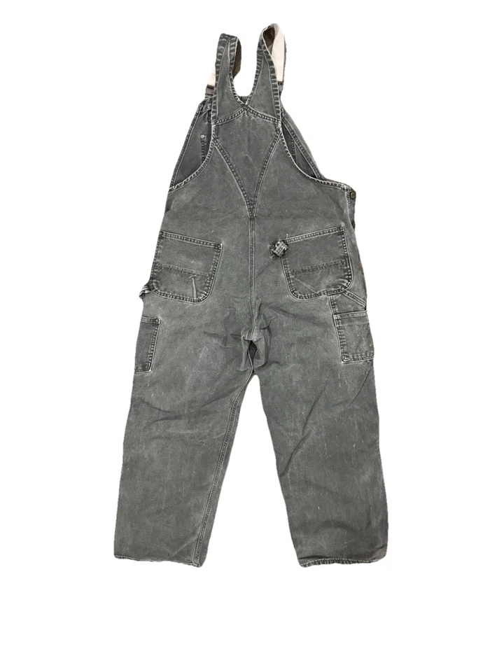 Vintage Carhartt Double-Knee Duck Canvas Bib Overalls In A Distressed GreenColor - Image 3 of 3